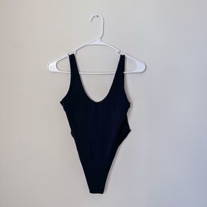 437 High Leg Black One Piece Swim Suit